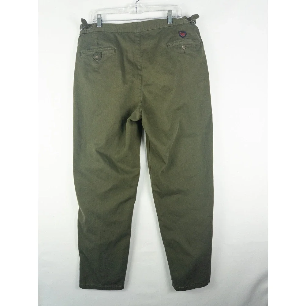 Vintage Polo Ralph Lauren Pleated Chino Pants Mens 38x36 (36x31) Olive Green Mad